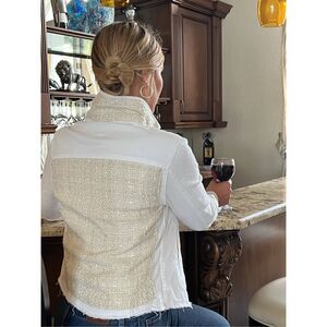 Stacy Bradley Design The White Denim Jacket / Tweed White and Cream Size Medium